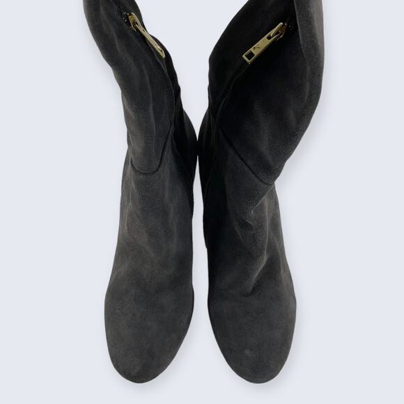 Joie Bentlee Dark Gray Suede Over The Knee Zip 4.25" Thick Heeled Boots 37 7 - Picture 4 of 14